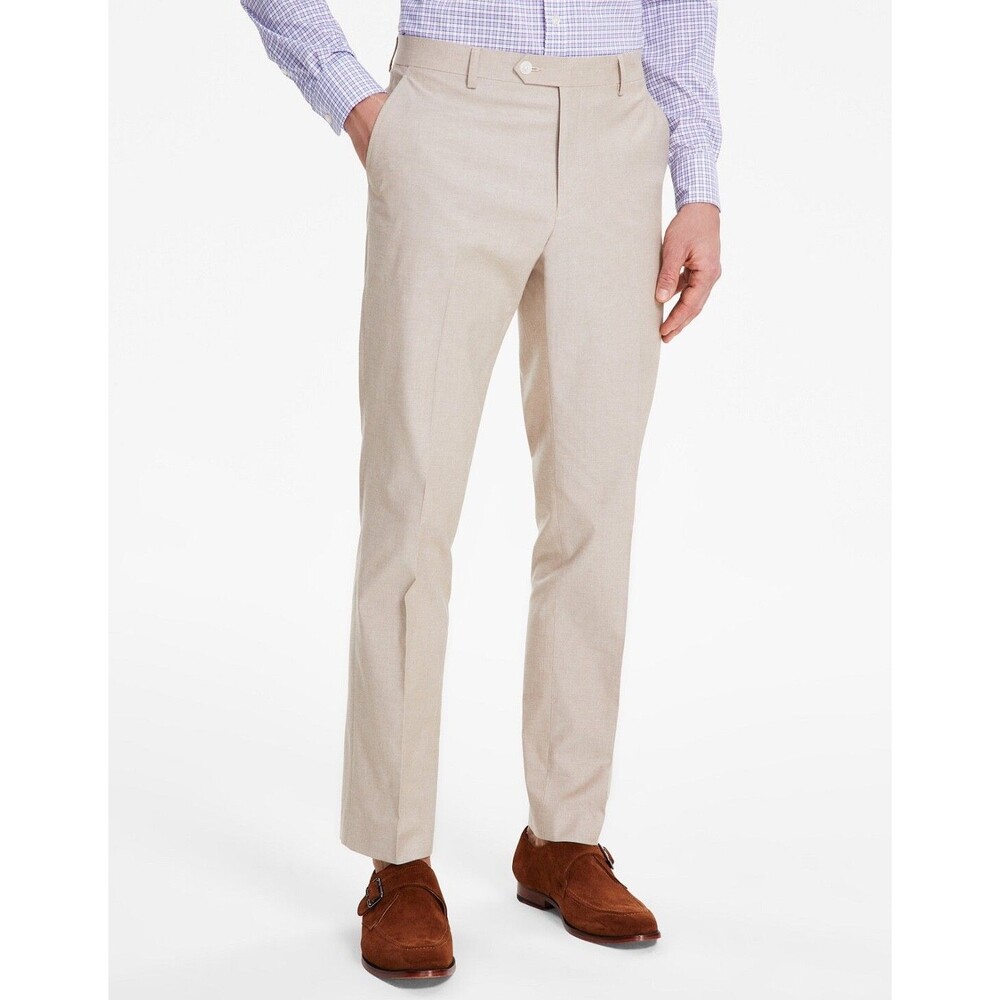 $135 NEW TOMMY HILFIGER MENS 44X34 TAN TH FLEX TROUSERS DRESS PANTS SLACKS